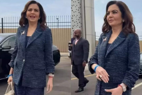 Nita Ambani wore a stunning navy tweed pantsuit on Day 1 of IPL 2025 Auction