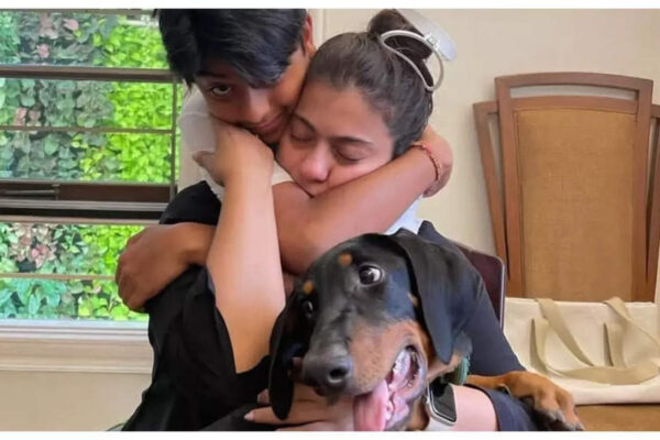 Kajol shares a tight hug with son Yug as they celebrate their pet dog's 2nd birthday; fans REACT |