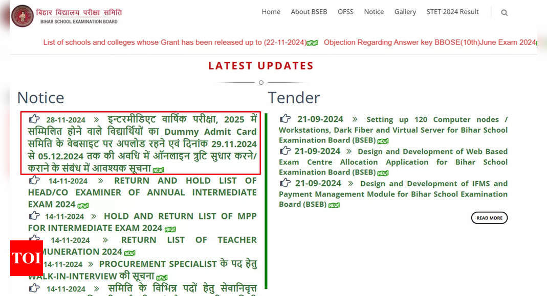 BSEB dummy admit cards for inter and matric exams 2025 out: Correct errors by December 5